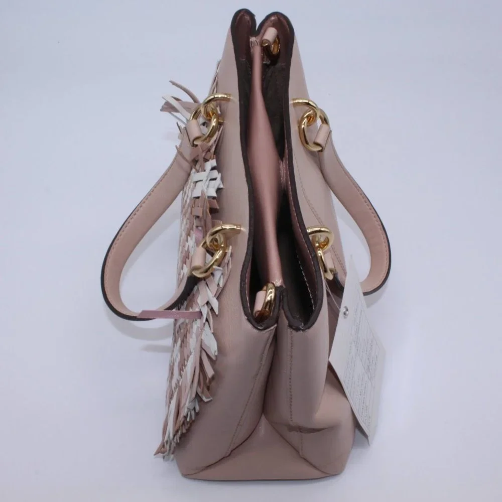 Michael Kors Blakely Bucket Satchel Bag Purse Woven Leather With Gold Trim